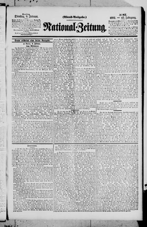 Nationalzeitung vom 09.02.1892