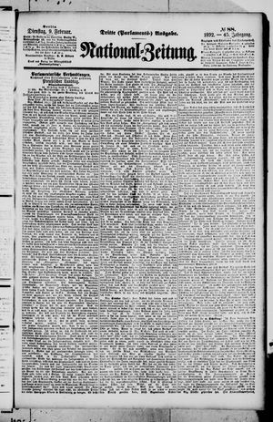 Nationalzeitung vom 09.02.1892