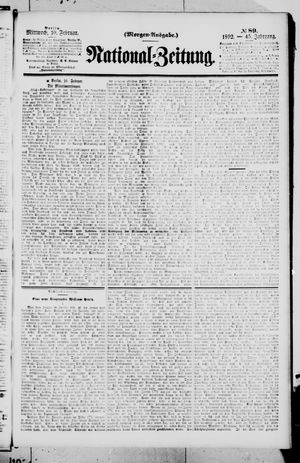 Nationalzeitung on Feb 10, 1892