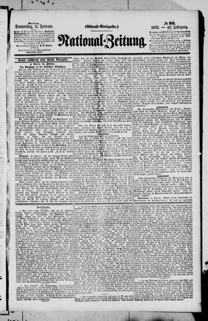 Nationalzeitung vom 11.02.1892