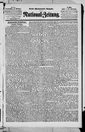 Nationalzeitung on Feb 11, 1892