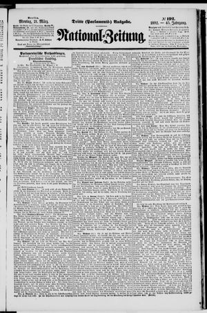 Nationalzeitung vom 21.03.1892