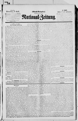 Nationalzeitung vom 16.04.1892