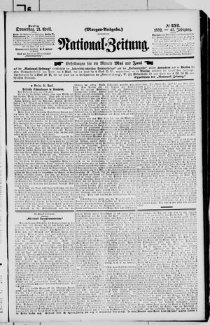 Nationalzeitung vom 21.04.1892