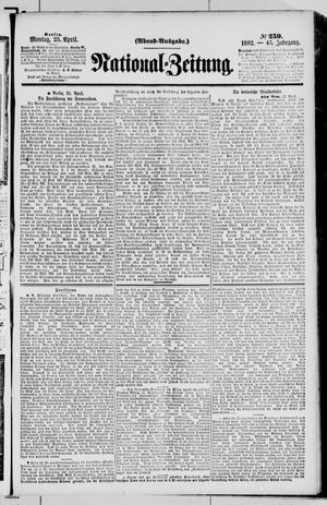 Nationalzeitung vom 25.04.1892