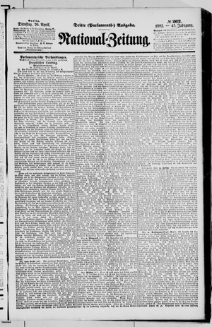 Nationalzeitung vom 26.04.1892