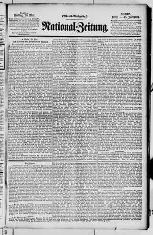 Nationalzeitung vom 20.05.1892