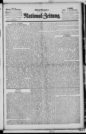 National-Zeitung vom 26.09.1892