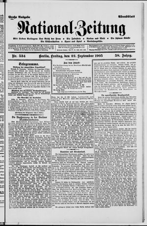 Nationalzeitung vom 22.09.1905