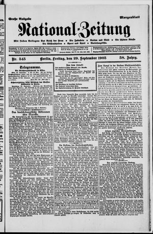 Nationalzeitung vom 29.09.1905
