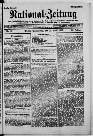Nationalzeitung on Apr 25, 1907