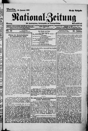 Nationalzeitung vom 20.01.1908