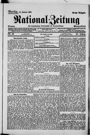 Nationalzeitung on Jan 21, 1908