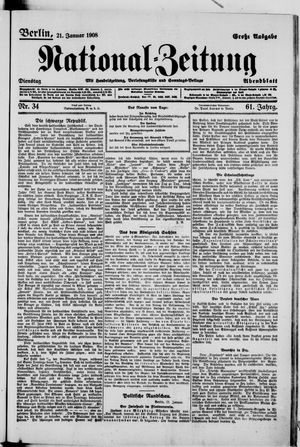 Nationalzeitung vom 21.01.1908