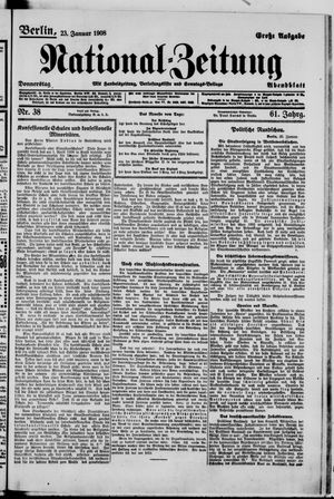 Nationalzeitung vom 23.01.1908