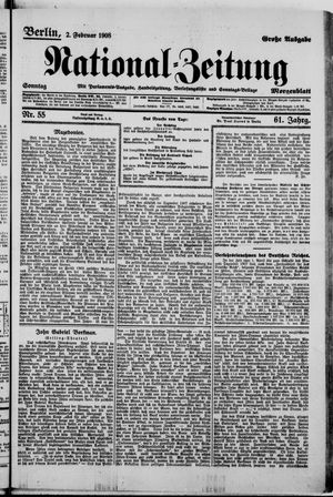 Nationalzeitung vom 02.02.1908