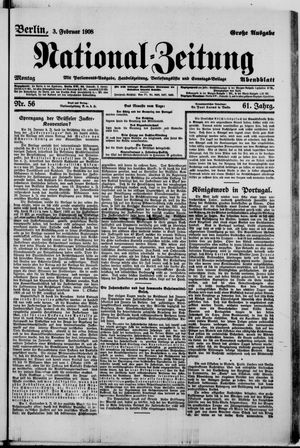 Nationalzeitung vom 03.02.1908