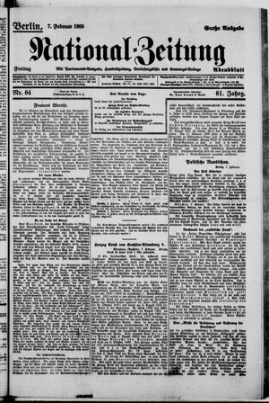 Nationalzeitung on Feb 7, 1908