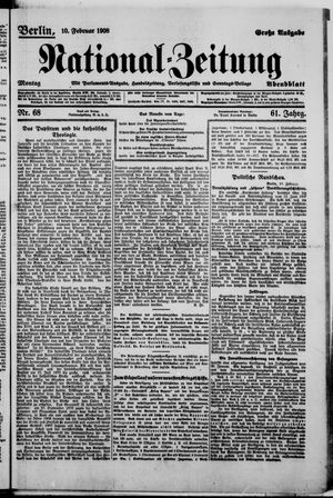 Nationalzeitung on Feb 10, 1908