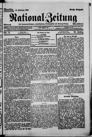 Nationalzeitung vom 12.02.1908