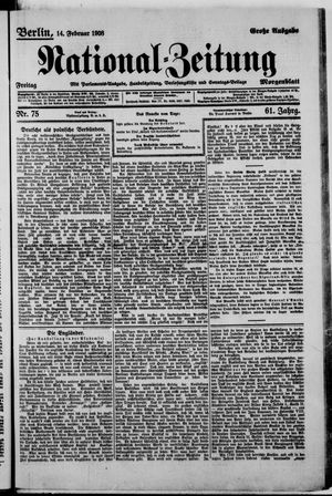 Nationalzeitung on Feb 14, 1908
