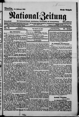 Nationalzeitung vom 15.02.1908