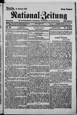 Nationalzeitung on Feb 22, 1908