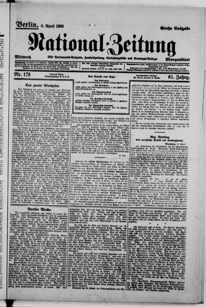 Nationalzeitung on Apr 8, 1908