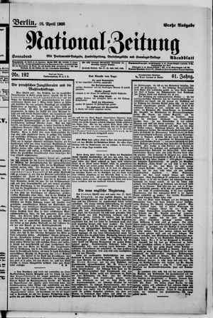Nationalzeitung vom 18.04.1908