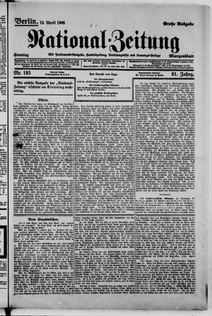 Nationalzeitung vom 18.04.1908