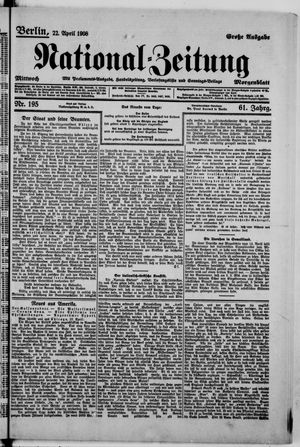 Nationalzeitung on Apr 22, 1908