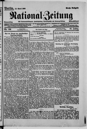 Nationalzeitung vom 23.04.1908