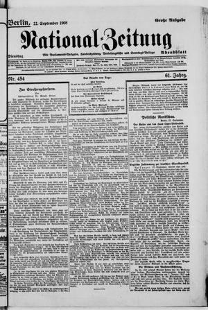 National-Zeitung vom 22.09.1908