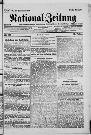 National-Zeitung vom 23.09.1908