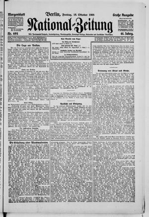 Nationalzeitung vom 16.10.1908