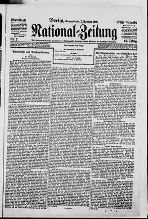 Nationalzeitung vom 02.01.1909