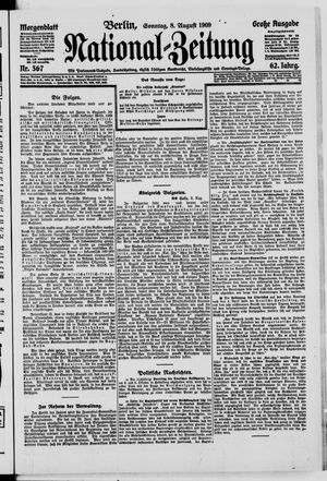 Nationalzeitung vom 08.08.1909