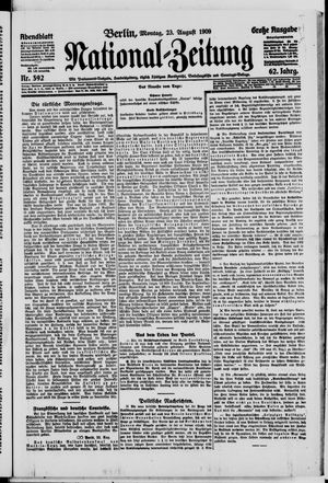 Nationalzeitung vom 23.08.1909