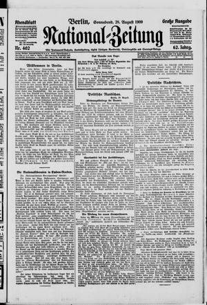 Nationalzeitung vom 28.08.1909