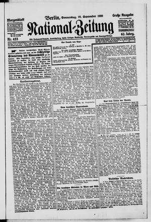 Nationalzeitung vom 16.09.1909
