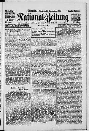 Nationalzeitung vom 21.09.1909