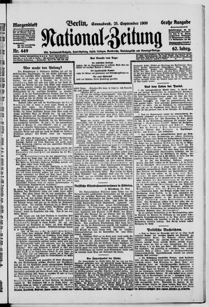 Nationalzeitung vom 25.09.1909
