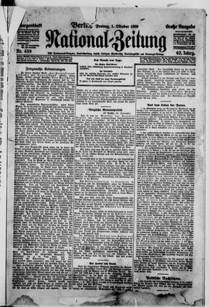 Nationalzeitung vom 01.10.1909