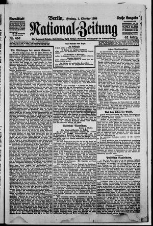 Nationalzeitung vom 01.10.1909
