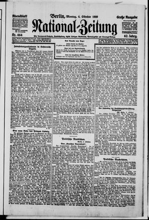Nationalzeitung vom 04.10.1909