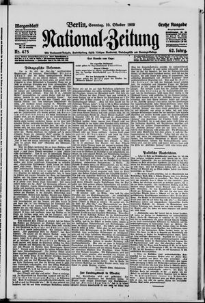 Nationalzeitung vom 10.10.1909