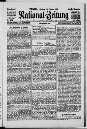 Nationalzeitung vom 15.10.1909