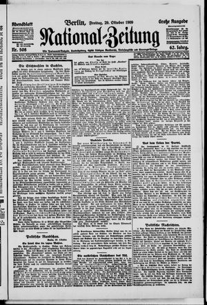 Nationalzeitung vom 29.10.1909