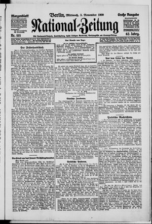 Nationalzeitung vom 03.11.1909