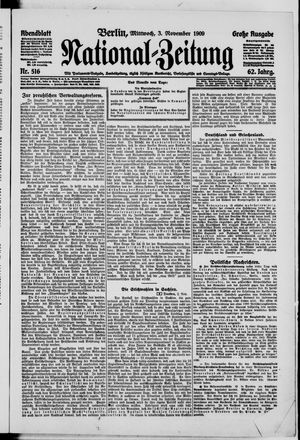 Nationalzeitung vom 03.11.1909